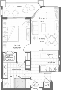 floorplan-Villas North - One Bedroom Premium Villa