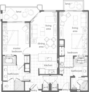 floorplan-Villas North - Two Bedroom Lockoff Villa