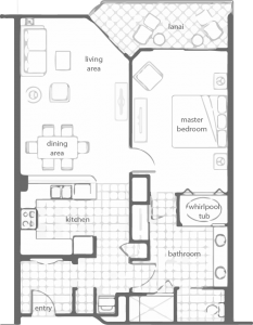 floorplan-Villas - One Bedroom Premium Villa - part of 2 bedroom lockoff