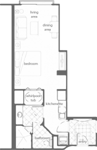 floorplan-Villas - Studio Premium Villa - part of 2 bedroom lockoff